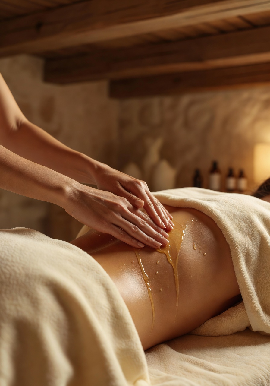 Warme Öle und Massage
